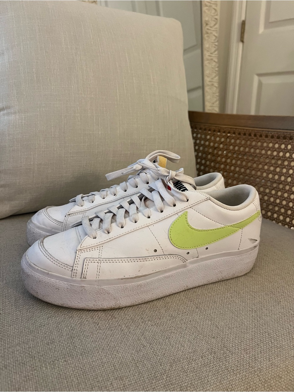 Nike White Leather Platform Sneakers - size 8.5